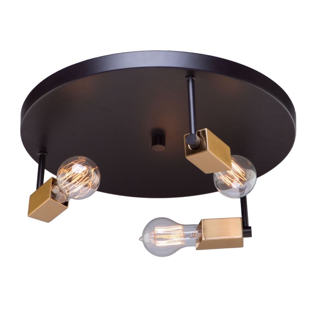 Artcraft Lighting-AC11103-Skyline-3 Light Flush Mount in Transitional Style-3.09 Inches Wide by 5.5 Inches High   Dark Bronze/Satin Brass Finish