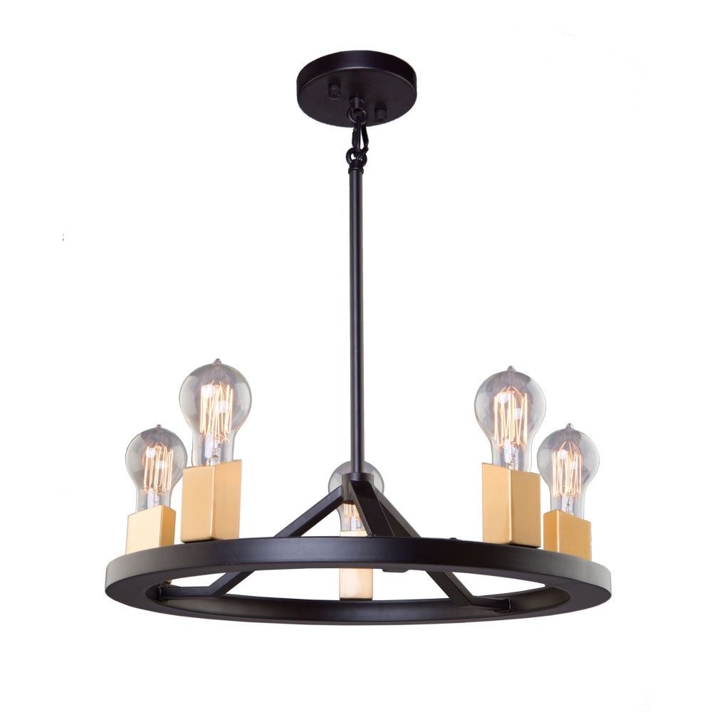 Artcraft Lighting-AC11105-Skyline-5 Light Chandelier in Transitional Style-6.62 Inches Wide by 4.75 Inches High   Dark Bronze/Satin Brass Finish