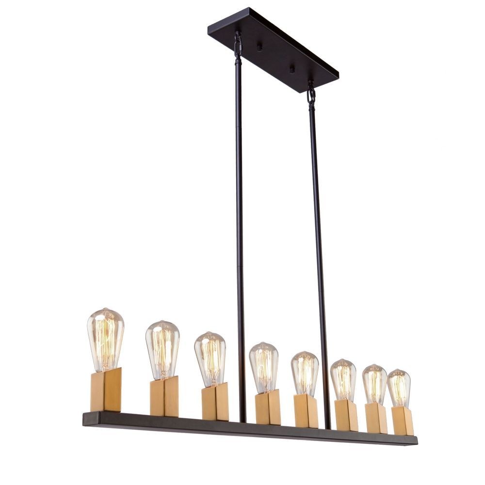 Artcraft Lighting-AC11106-Skyline-8 Light Island in Transitional Style-8.82 Inches Wide by 13 Inches High   Dark Bronze/Satin Brass Finish