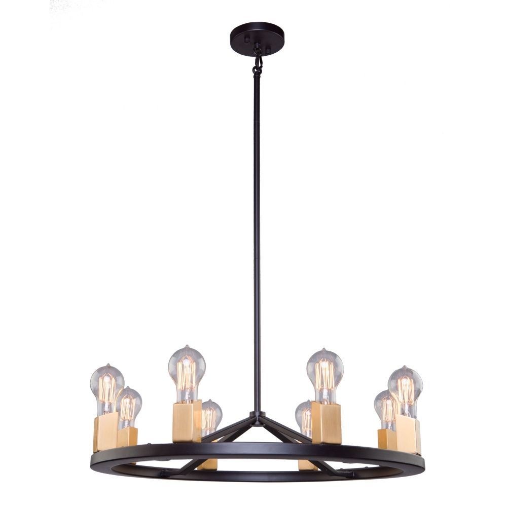 Artcraft Lighting-AC11108-Skyline-8 Light Chandelier in Transitional Style-11.47 Inches Wide by 4.75 Inches High   Dark Bronze/Satin Brass Finish