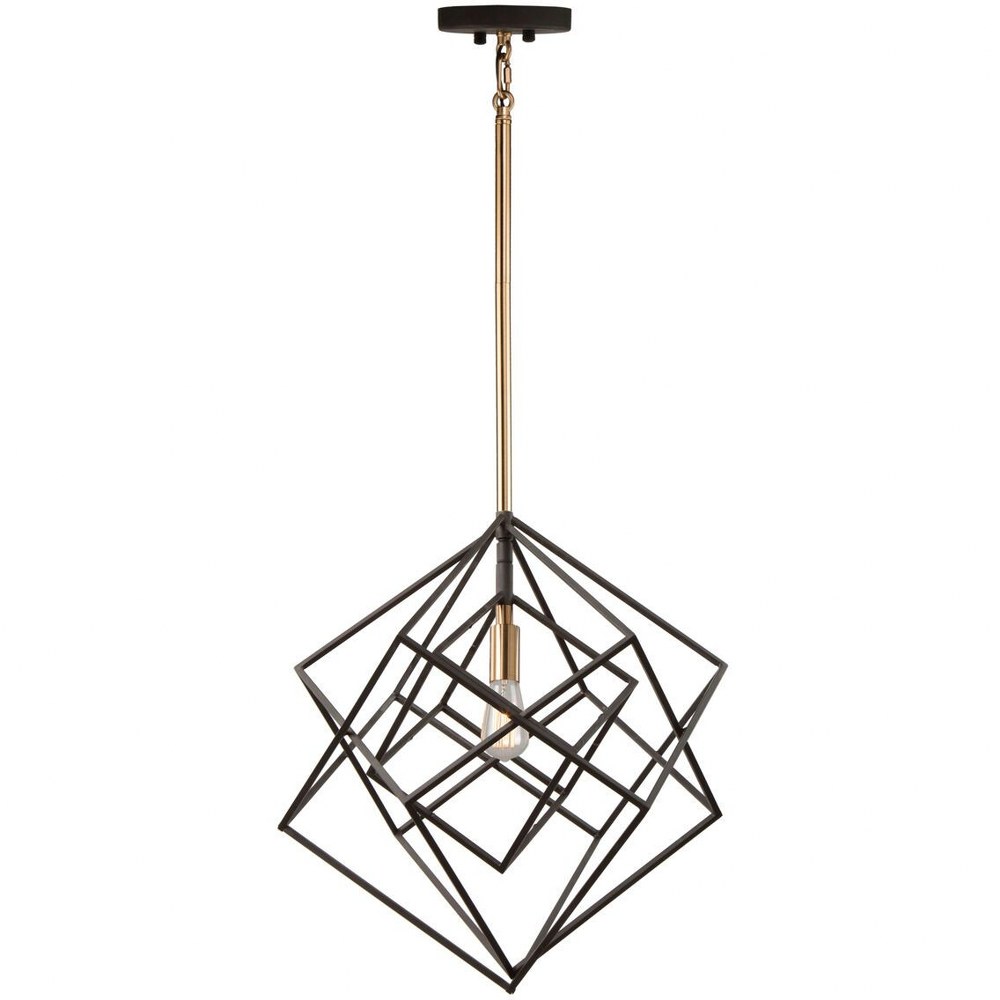 Artcraft Lighting-AC11111-Artistry - 1 Light Pendant   Matte Black/Harvest Brass Finish