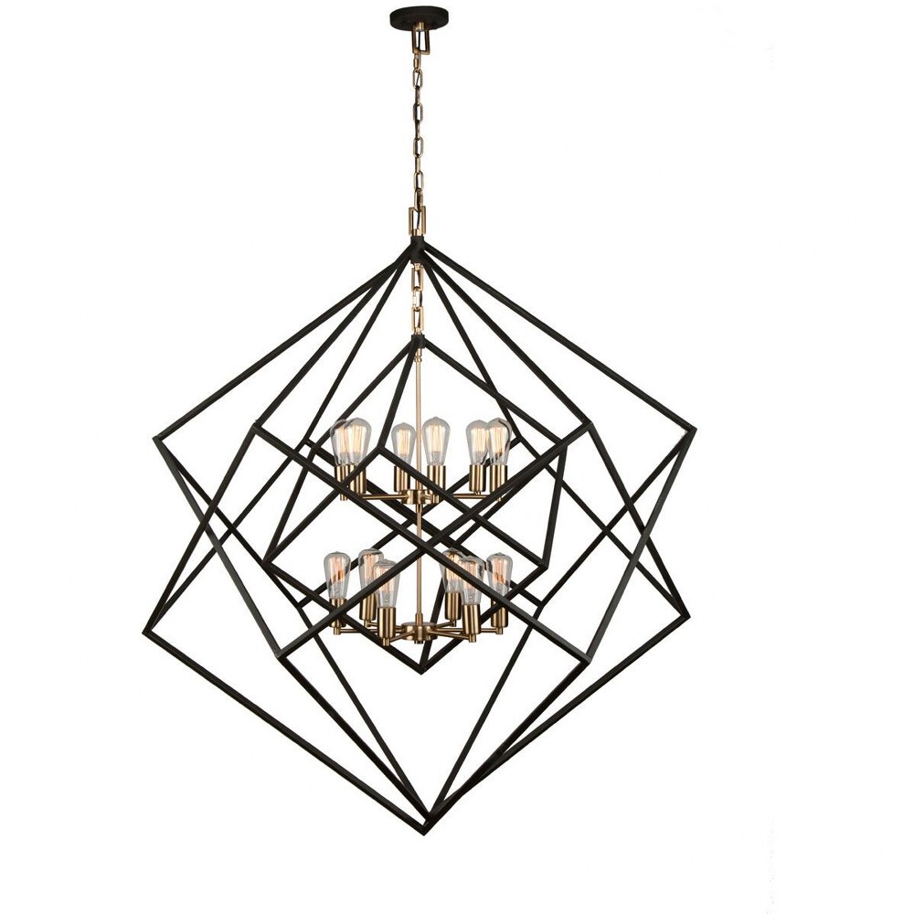 Artcraft Lighting-AC11112-Artistry - 12 Light Chandelier   Matte Black/Harvest Brass Finish