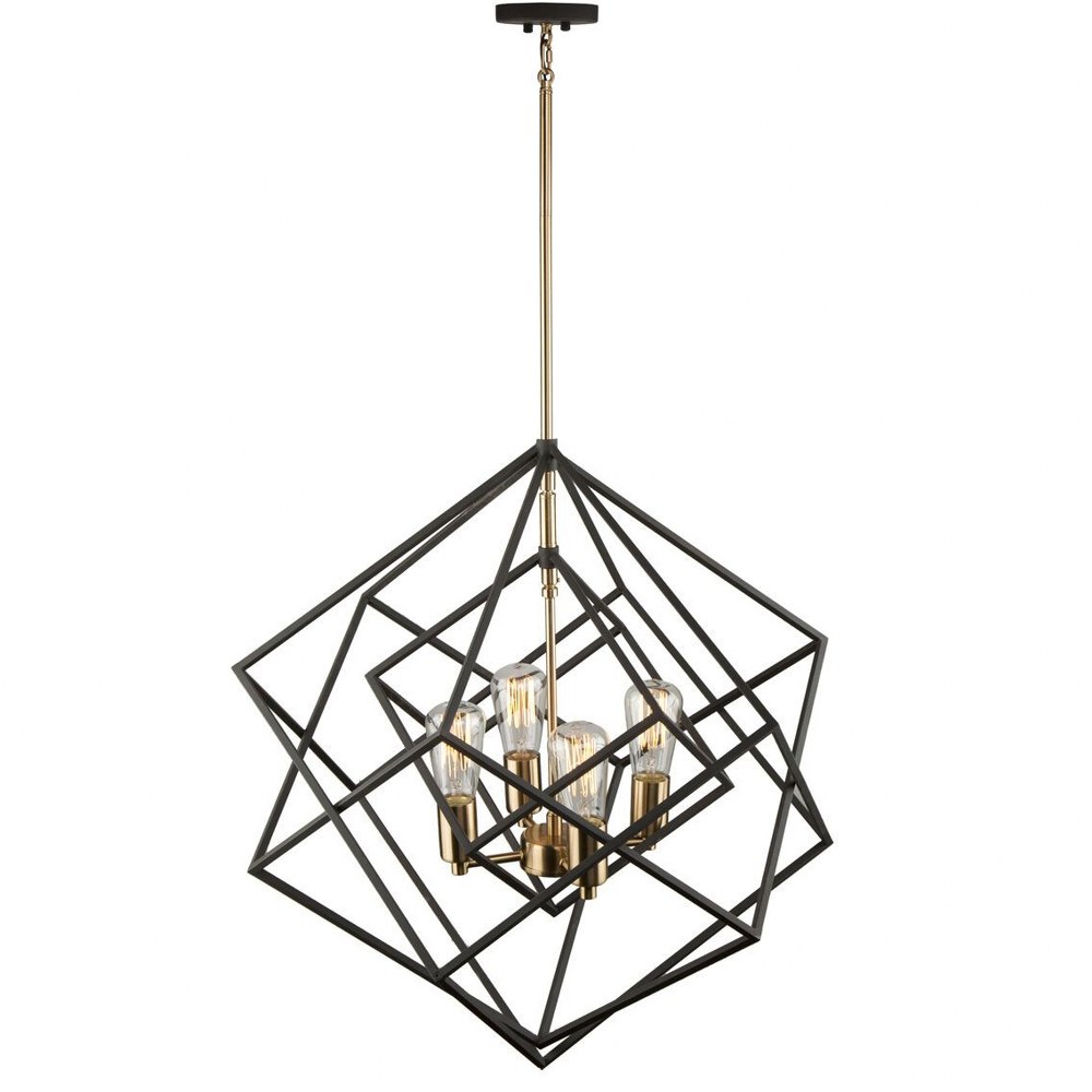 Artcraft Lighting-AC11114-Artistry - 4 Light Chandelier   Matte Black/Harvest Brass Finish