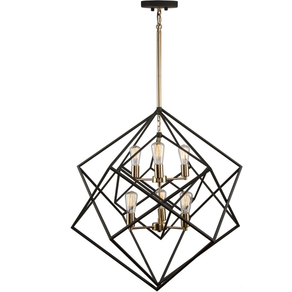 Artcraft Lighting-AC11116-Artistry - 6 Light Chandelier   Matte Black/Harvest Brass Finish