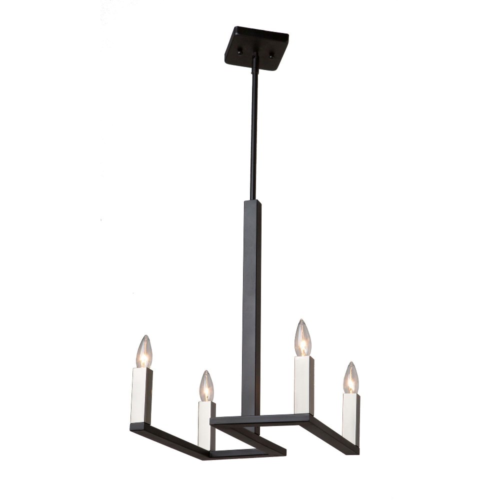 Artcraft Lighting-AC11134-Urban Chic-4 Light Chandelier in Transitional Style-16 Inches Wide by 20 Inches High   Matte Black/Satin Nickel Finish