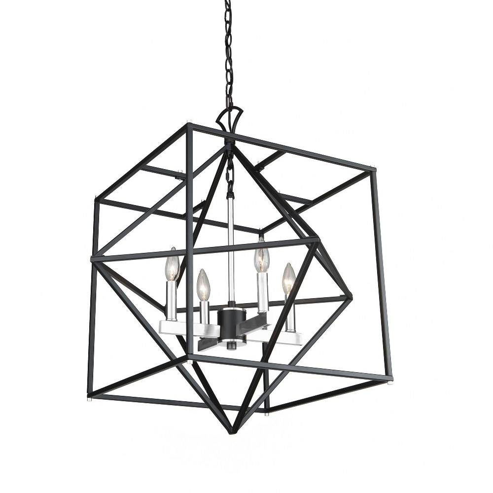 Artcraft Lighting-AC11204PN-Roxton - 4 Light Chandelier   Matte Black/Polished Nickel Finish