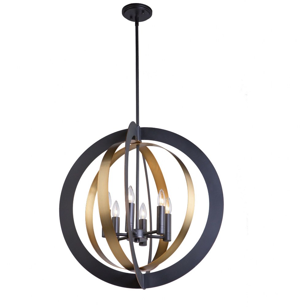 Artcraft Lighting-AC11236-Capri-6 Light Chandelier in Transitional Style-25.5 Inches Wide by 25.5 Inches High   Dark Bronze/Satin Brass Finish