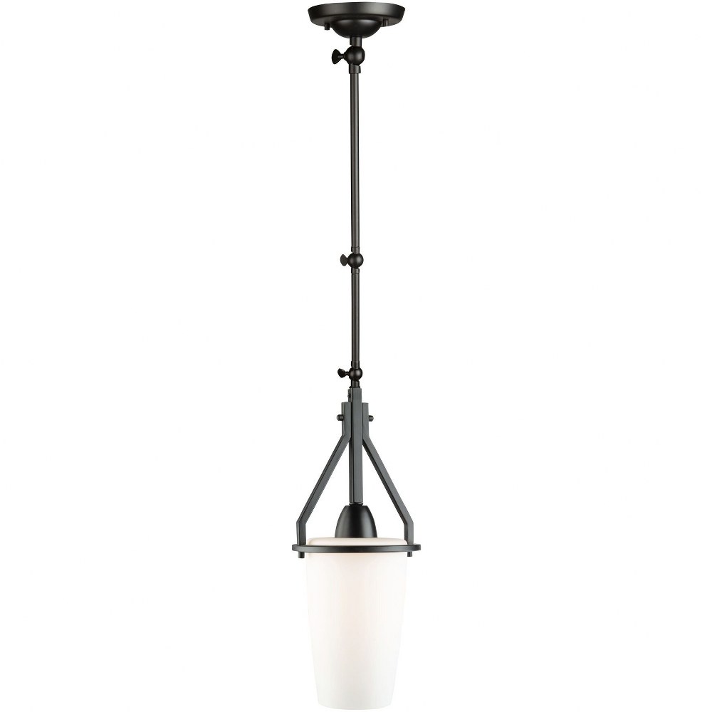 Artcraft Lighting-AC11241BK-Brydon-1 Light Cylinder Pendant in Industrial Style-6.37 Inches Wide by 37.32 Inches High Black  Black Finish with Matte Opal Glass