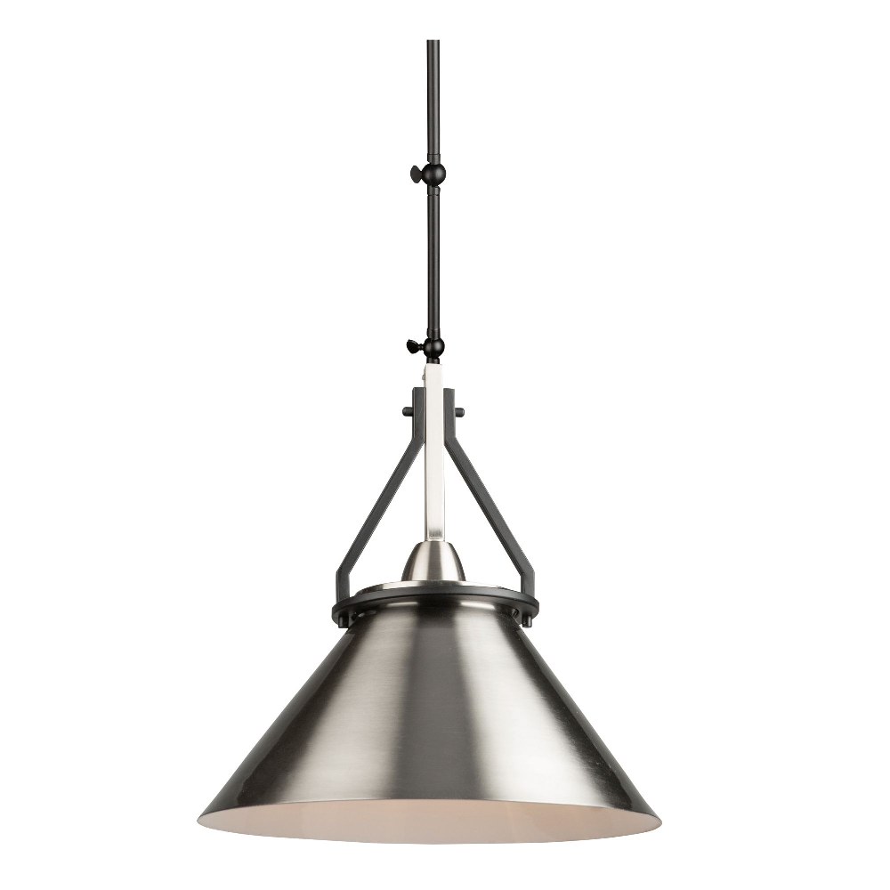 Artcraft Lighting-AC11242NB-Brydon - 1 Light Cone Pendant Black/Brushed Nickel  Black Finish with Black Metal Shade