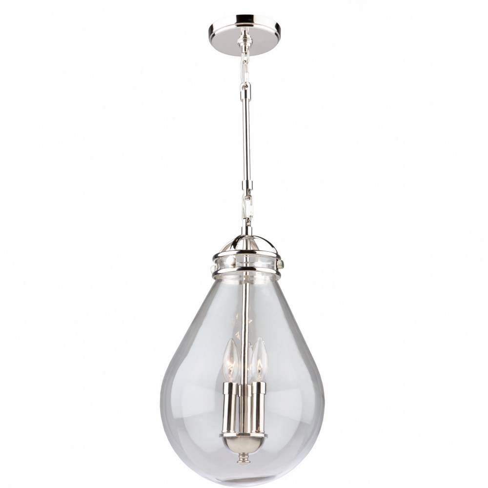 Artcraft Lighting-AC11282PN-Alexandria-3 Light Pendant-10 Inches Wide by 17 Inches High   Polished Nickel Finish with Clear Glass