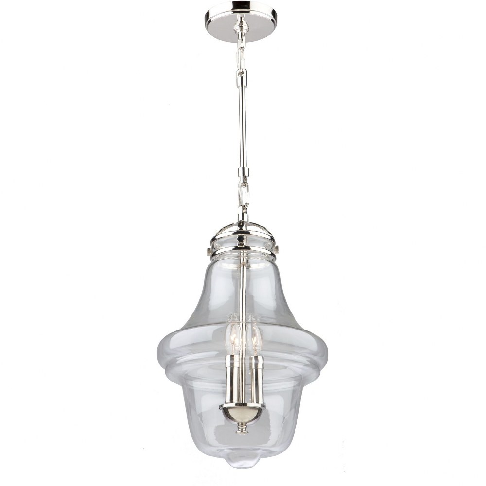 Artcraft Lighting-AC11283PN-Alexandria-3 Light Pendant-12 Inches Wide by 19 Inches High   Polished Nickel Finish with Clear Glass