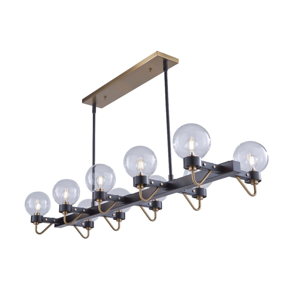 Artcraft Lighting-AC11420CL-Chelton-40W 10 LED Island in Transitional Style-17 Inches Wide by 50.5 Inches High   Matte Black/Harvest Brass Finish with Clear Glass