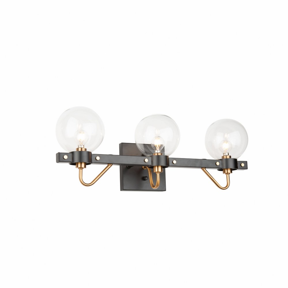 Artcraft Lighting-AC11422CL-Chelton - 3 Light Wall Mount Matte Black/Harvest Brass Clear Matte Black/Harvest Brass Finish with Clear Glass