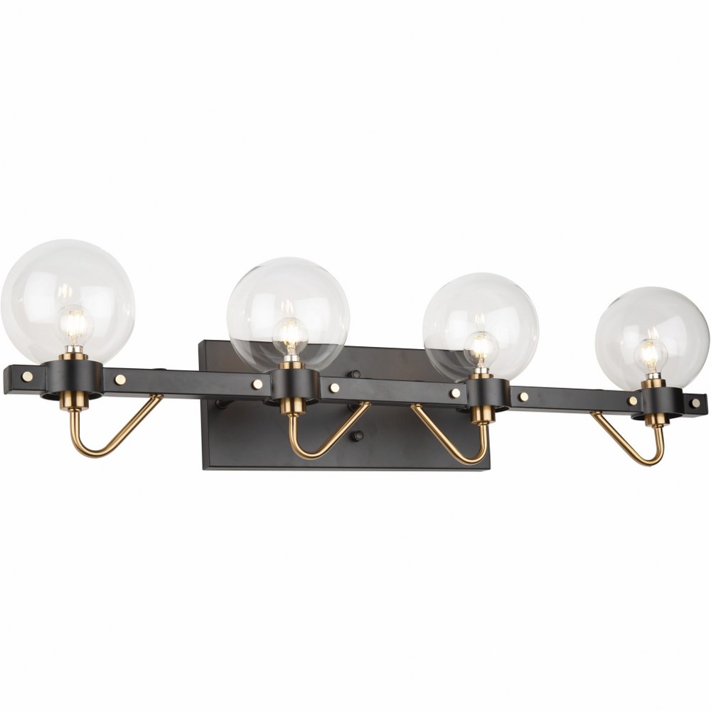 Artcraft Lighting-AC11424CL-Chelton - 4 Light Wall Mount Matte Black/Harvest Brass Clear Matte Black/Harvest Brass Finish with Clear Glass