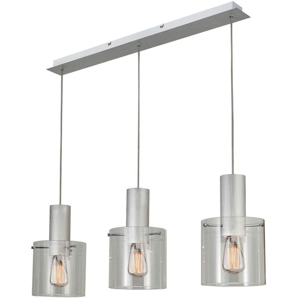 Artcraft Lighting-AC11522CL-Henley - 3 Light Pendant   Brushed Aluminum Finish with Clear Glass