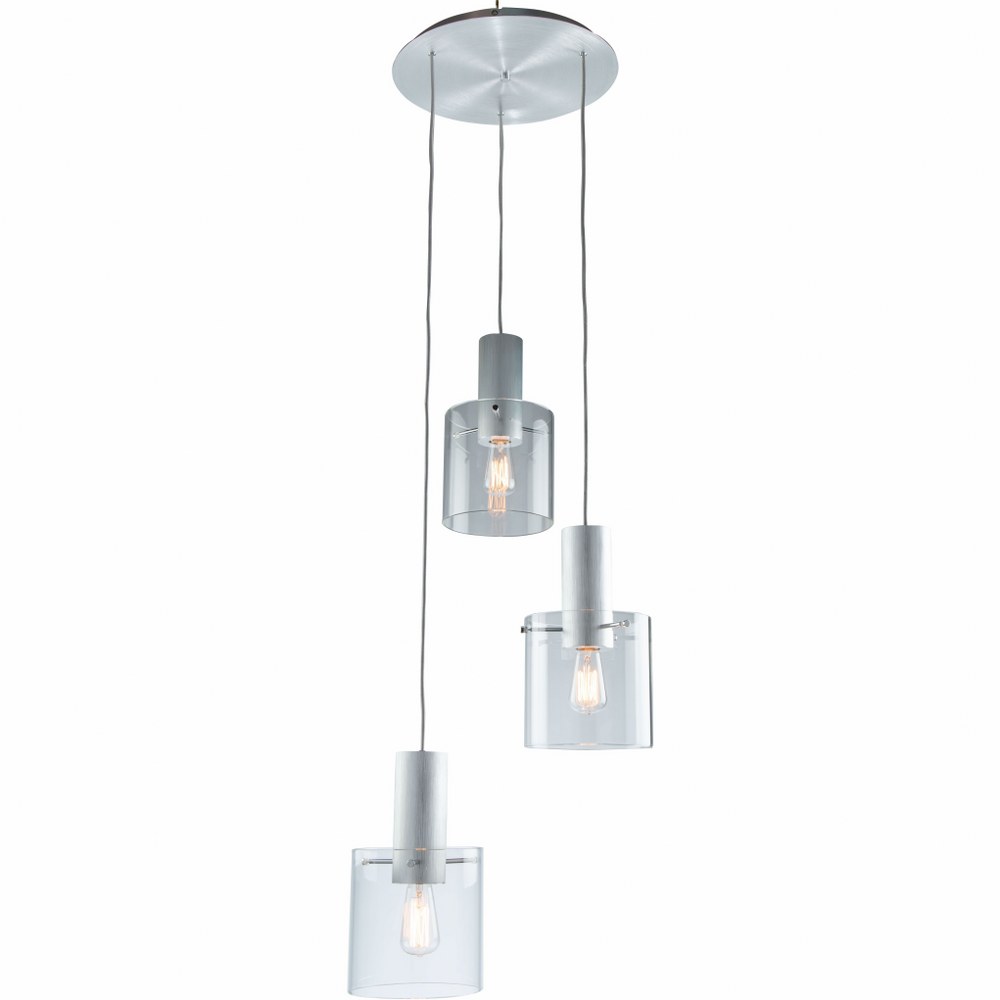 Artcraft Lighting-AC11523CL-Henley-3 Light Pendant-19.75 Inches Wide by 98.5 Inches High   Brushed Aluminum Finish with Clear Glass