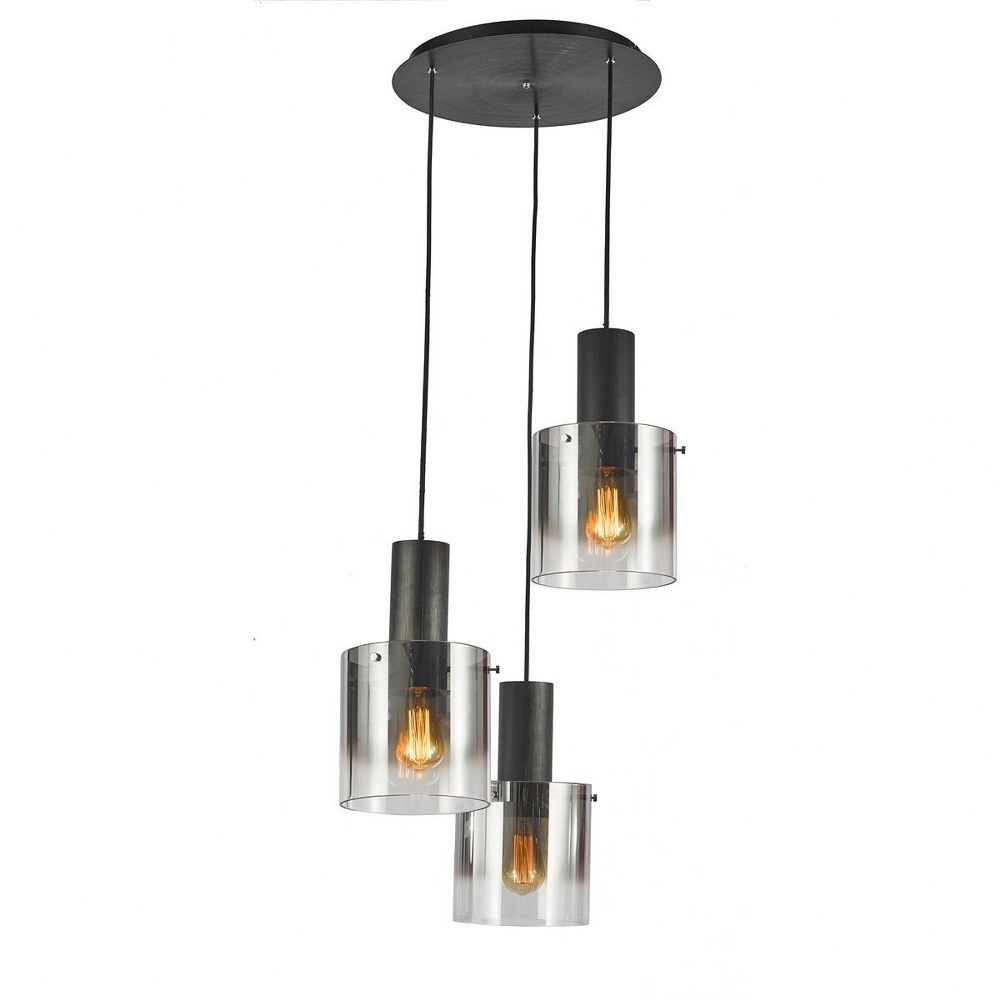Artcraft Lighting-AC11523SM-Henley-3 Light Pendant-19.75 Inches Wide by 98.5 Inches High   Satin Black Finish with Smoke Glass