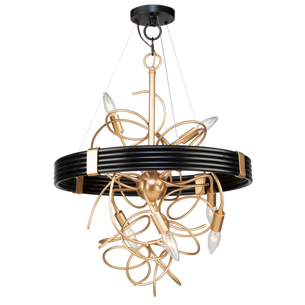 Artcraft Lighting-AC11546VB-Galaxy - 6 Light Chandelier   Black/Brass Finish