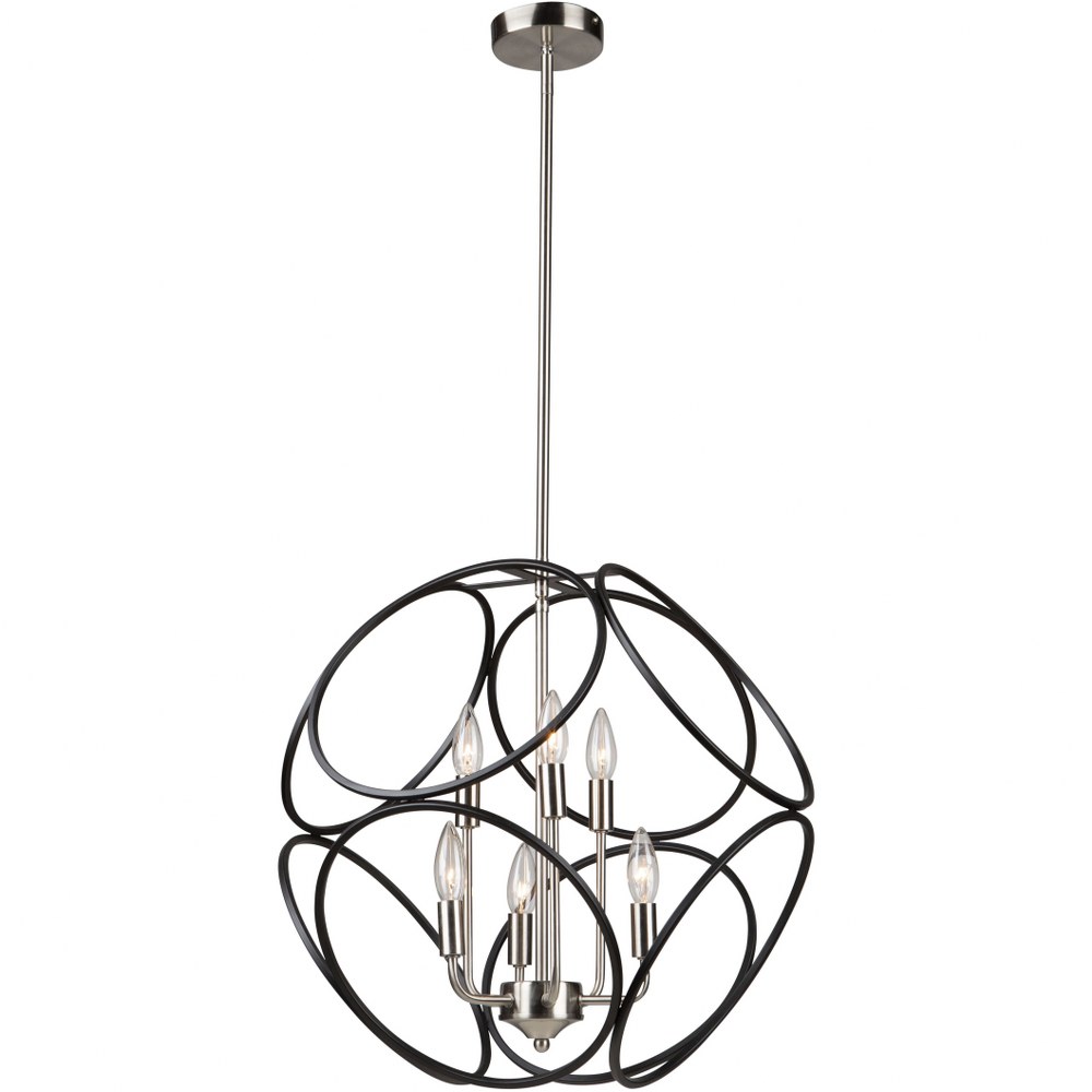 Artcraft Lighting-AC11566NB-Sorrento - 6 Light Chandelier   Matte Black/Satin Nickel Finish