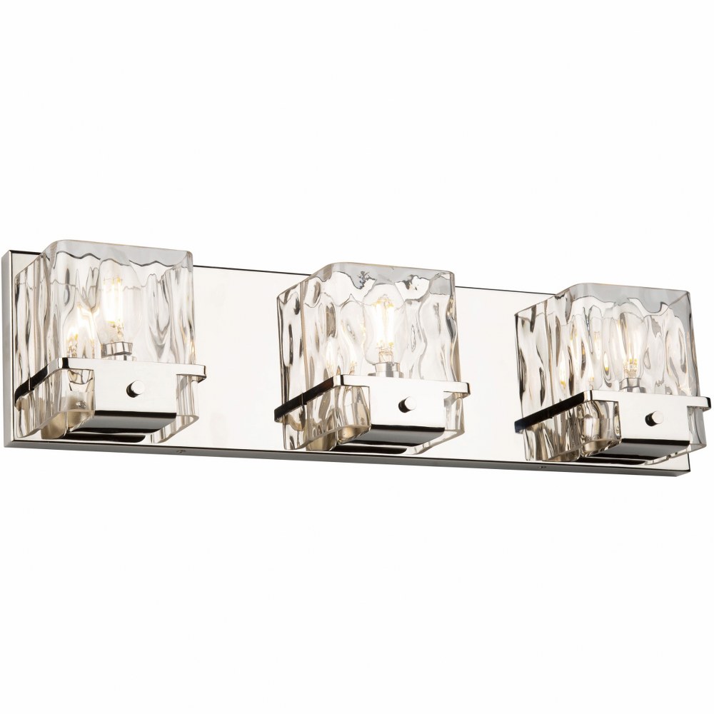 Artcraft Lighting-AC11573PN-Wiltshire-3 Light Wall Mount-22 Inches Wide by 5.5 Inches High   Polished Nickel Finish with Hammered Glass