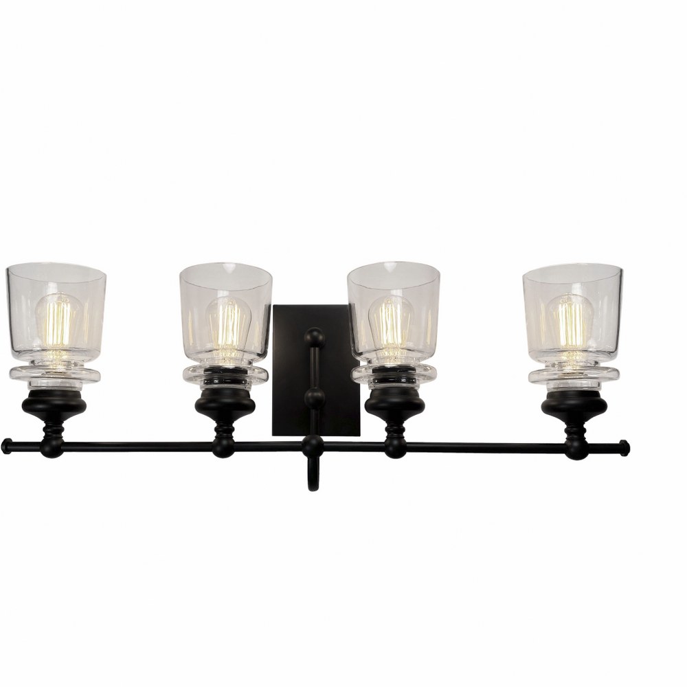 Artcraft Lighting-AC11594BK-Castara-4 Light Wall Mount-30 Inches Wide by 10.5 Inches High Black/Brass  Black/Brass Finish with Clear Glass