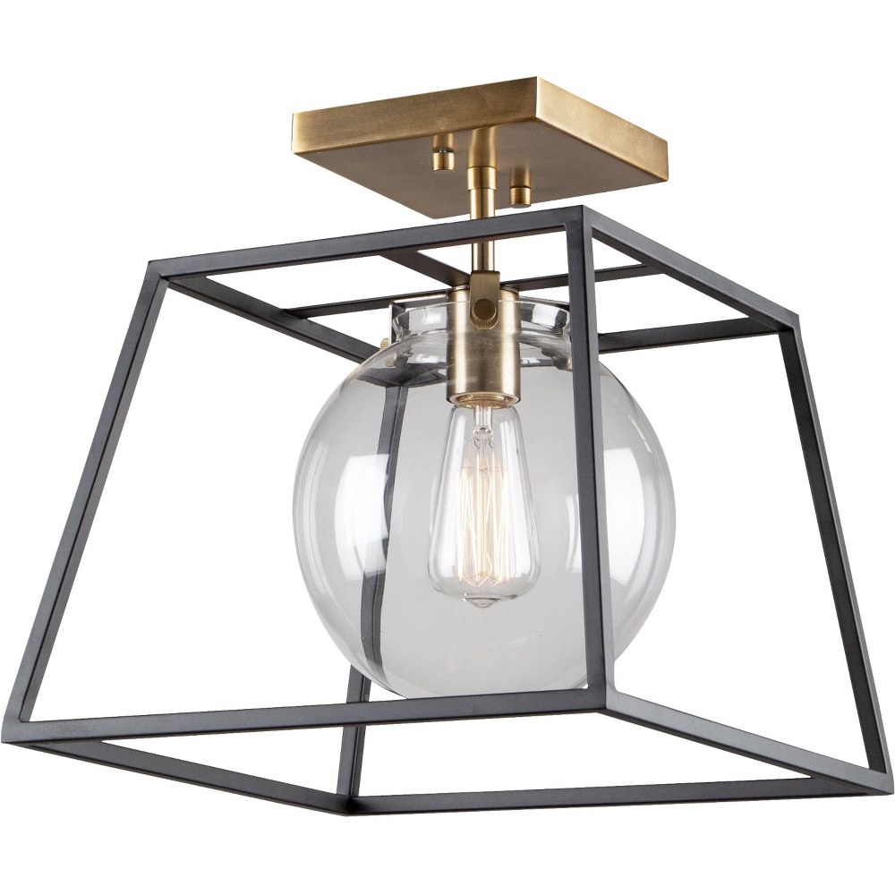 Artcraft Lighting-AC11600VB-Bridgetown - 1 Light Semi-Flush Mount   Black/Harvest Brass Finish with Clear Glass