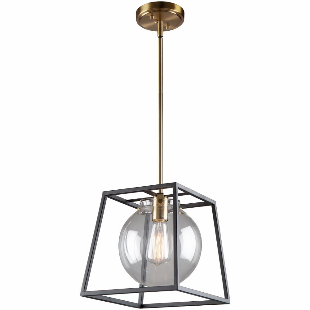 Artcraft Lighting-AC11601VB-Bridgetown - 1 Light Pendant   Black/Harvest Brass Finish with Clear Glass