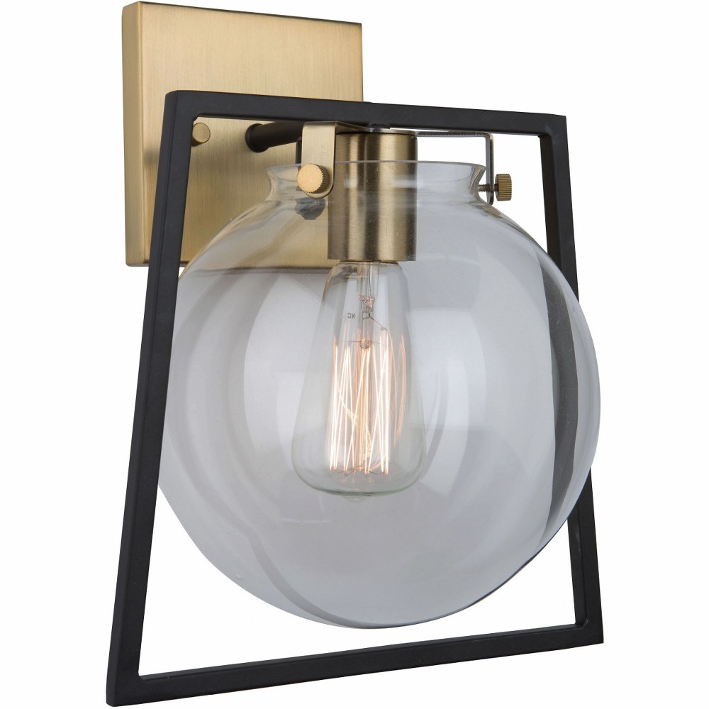 Artcraft Lighting-AC11602VB-Bridgetown - 1 Light Wall Mount   Black/Harvest Brass Finish with Clear Glass