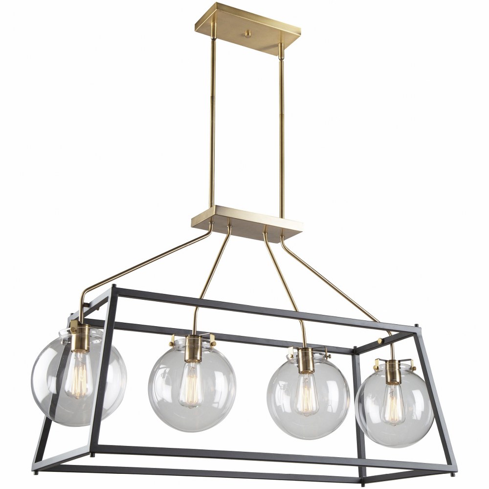 Artcraft Lighting-AC11604VB-Bridgetown - 4 Light Island   Black/Harvest Brass Finish with Clear Glass