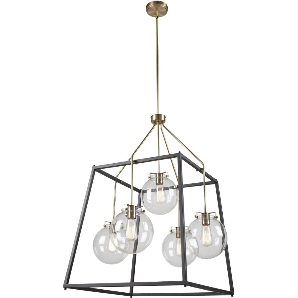 Artcraft Lighting-AC11605VB-Bridgetown - 5 Light Chandelier   Black/Harvest Brass Finish with Clear Glass