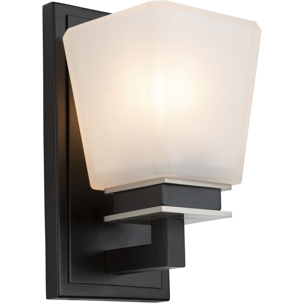 Artcraft Lighting-AC11611BN-Eastwood - 1 Light Wall Mount Black/Brushed Nickel  Black/Brushed Nickel Finish with Frosted Glass