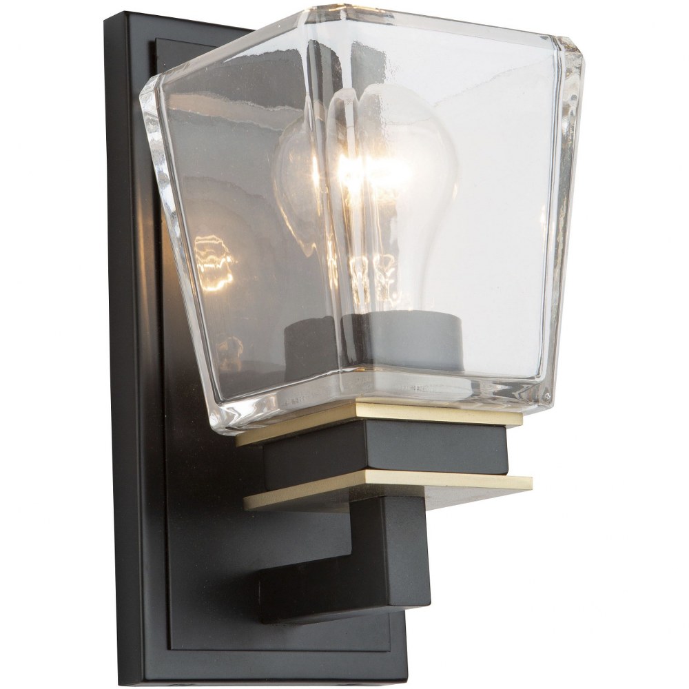 Artcraft Lighting-AC11611VB-Eastwood - 1 Light Wall Mount Black/Brass  Black/Brushed Nickel Finish with Frosted Glass