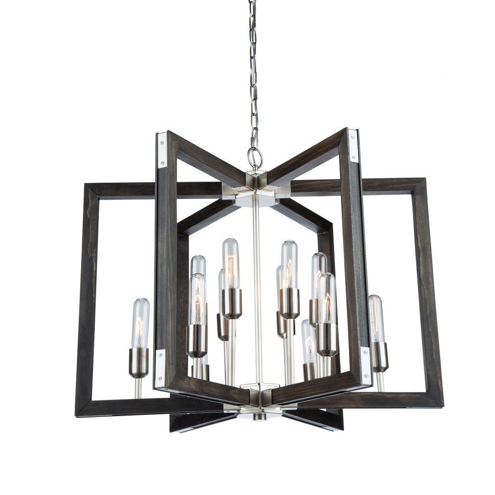 Artcraft Lighting-AC11652BN-Gatehouse-12 Light Chandelier-27 Inches Wide by 21 Inches High Dark Pine/Brushed Nickel  Beach Wood/Black Finish