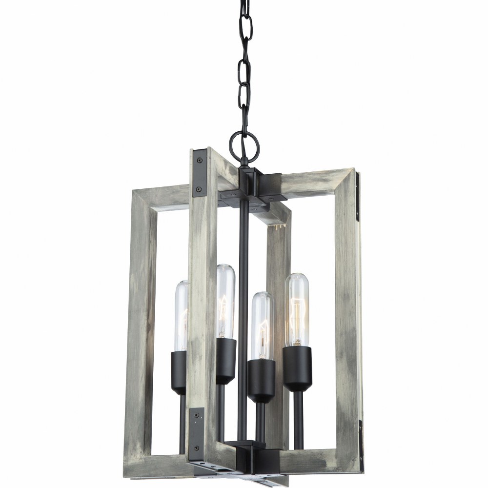 Artcraft Lighting-AC11654BK-Gatehouse-4 Light Chandelier-12 Inches Wide by 18.5 Inches High Beach Wood/Black  Beach Wood/Black Finish