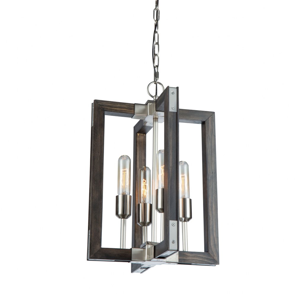 Artcraft Lighting-AC11654BN-Gatehouse-4 Light Chandelier-12 Inches Wide by 18.5 Inches High Dark Pine/Brushed Nickel  Beach Wood/Black Finish