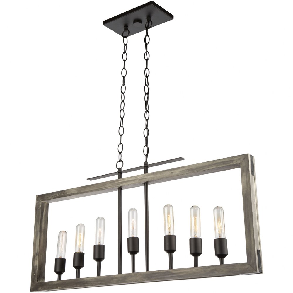 Artcraft Lighting-AC11657BK-Gatehouse-7 Light Island-1.5 Inches Wide by 15.5 Inches High Beach Wood/Black  Beach Wood/Black Finish