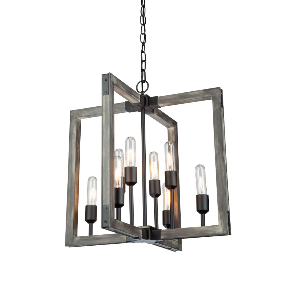 Artcraft Lighting-AC11658BK-Gatehouse-8 Light Chandelier-21 Inches Wide by 21.5 Inches High Beach Wood/Black  Beach Wood/Black Finish