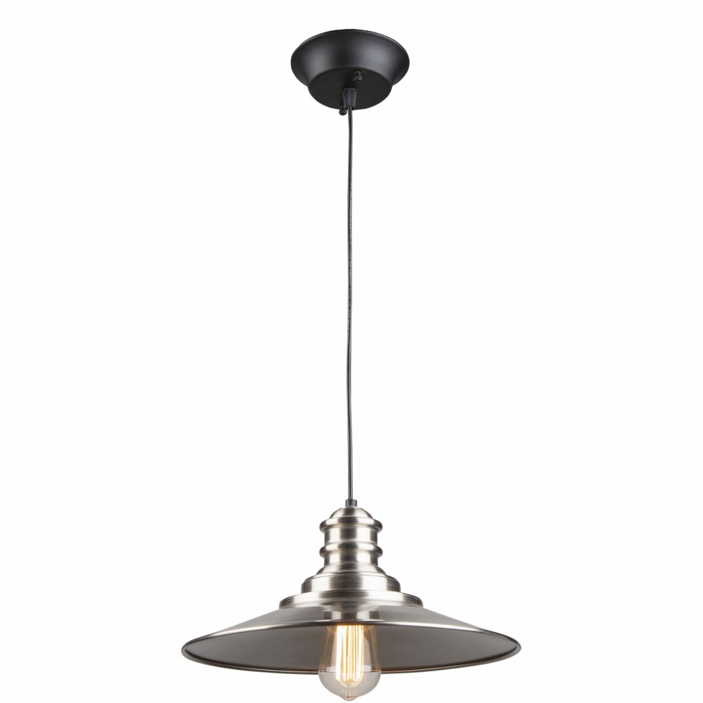 Artcraft Lighting-AC11661BN-Broxton-1 Light Pendant-12 Inches Wide by 6 Inches High   Brushed Nickel Finish