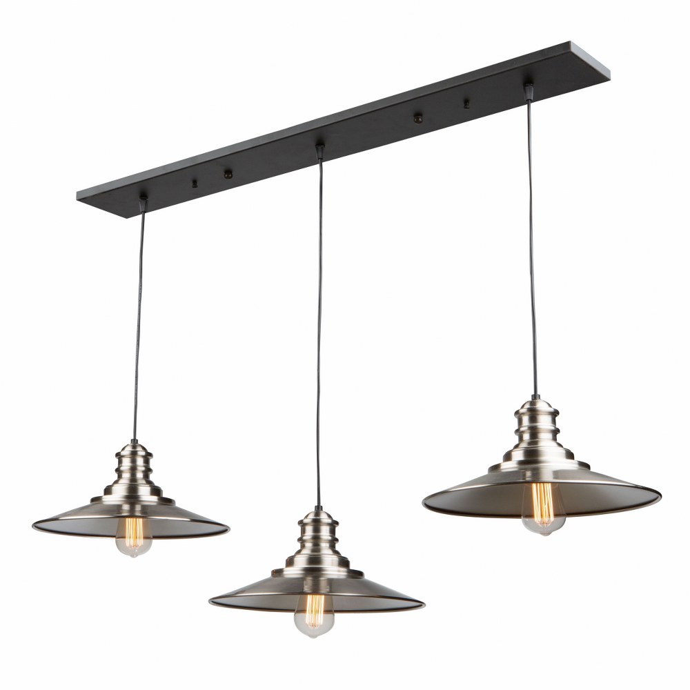 Artcraft Lighting-AC11663BN-Broxton-3 Light Island-12 Inches Wide by 6 Inches High   Brushed Nickel Finish