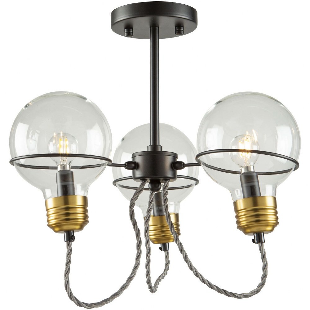 Artcraft Lighting-AC11723BK-Martina-3 Light Semi-Flush Mount in Industrial Style-10.86 Inches High   Martina-3 Light Semi-Flush Mount in Industrial Style-10.86 Inches High