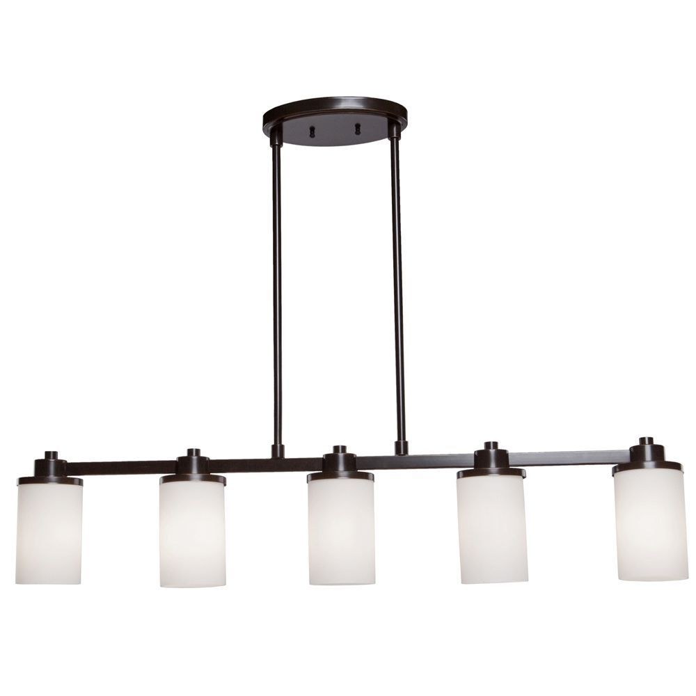 Artcraft Lighting-AC1306WH-Parkdale - 5 Light Island   White Finish with Opal White Glass