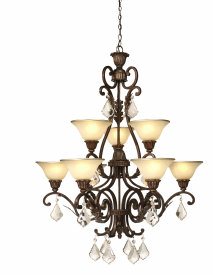 Artcraft Lighting-AC1829-Florence - Nine Light 2-Tier Chandelier Multi Tone Bronze Finish with Caramelized Glass with Clear Crystal