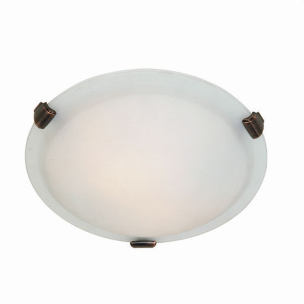 Artcraft Lighting-AC2354BU-Clip Flush-2 Light Small Flush Mount in Traditional Style-12 Inches Wide by 4.5 Inches High   Brunito Finish with Semi-Clear White Glass