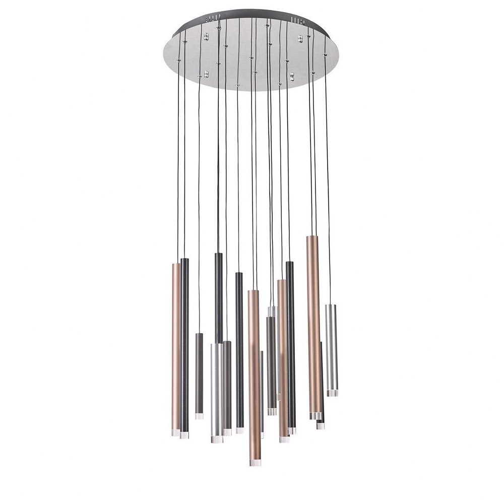 Artcraft Lighting-AC7086MU-Galiano - 21.75 Inch 60W 15 LED Chandelier   Black/Copper/Satin Aluminum Finish