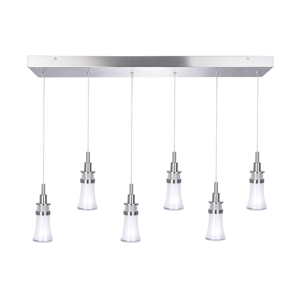 Artcraft Lighting-AC7506-Destiny-36W 6 LED Island in Transitional Style-4.75 Inches Wide by 7.5 Inches High   Polished Nickel Finish with White/Clear Glass