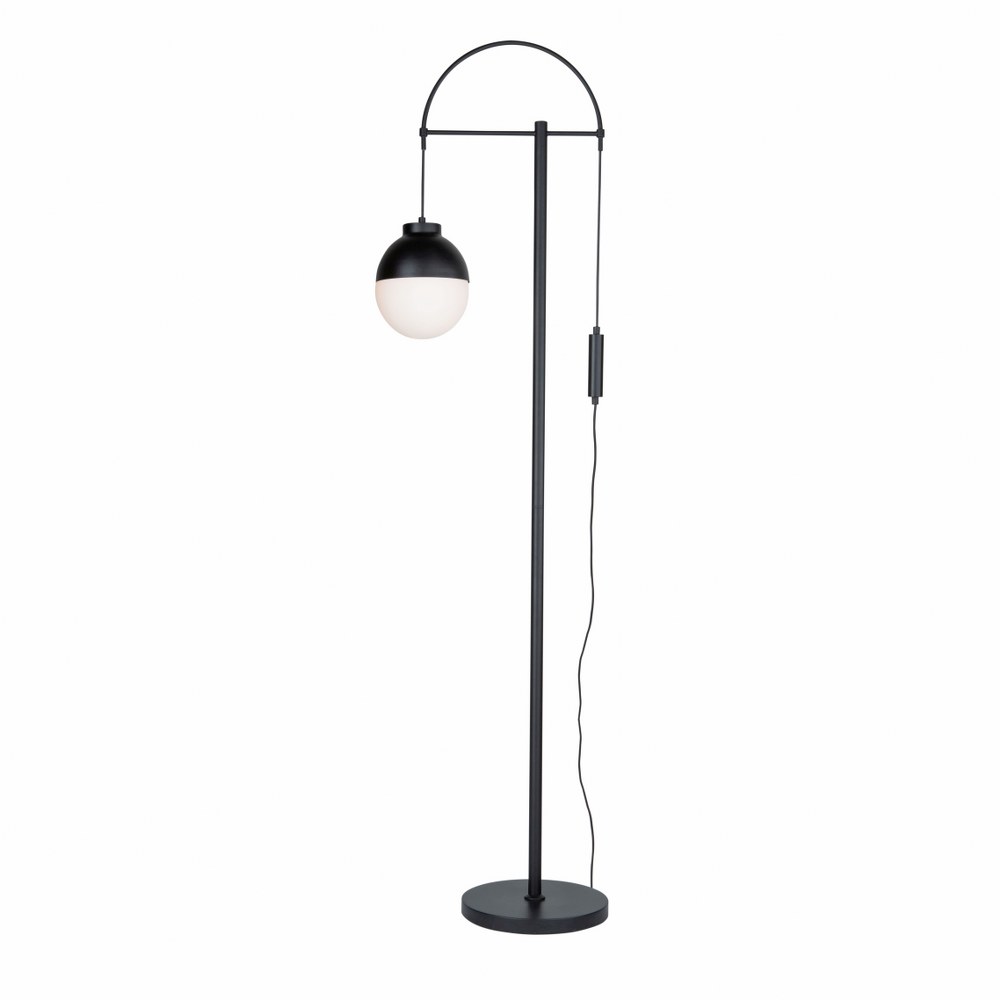 Artcraft Lighting-AC7594BK-Cortina-1 Light Floor Lamp-7.5 Inches Wide by 65 Inches High Matte Black  Matte Black Finish with Opal White Glass