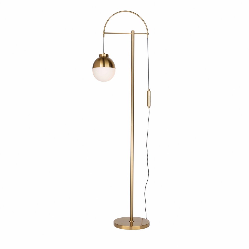 Artcraft Lighting-AC7594BR-Cortina-1 Light Floor Lamp-7.5 Inches Wide by 65 Inches High Brass  Matte Black Finish with Opal White Glass