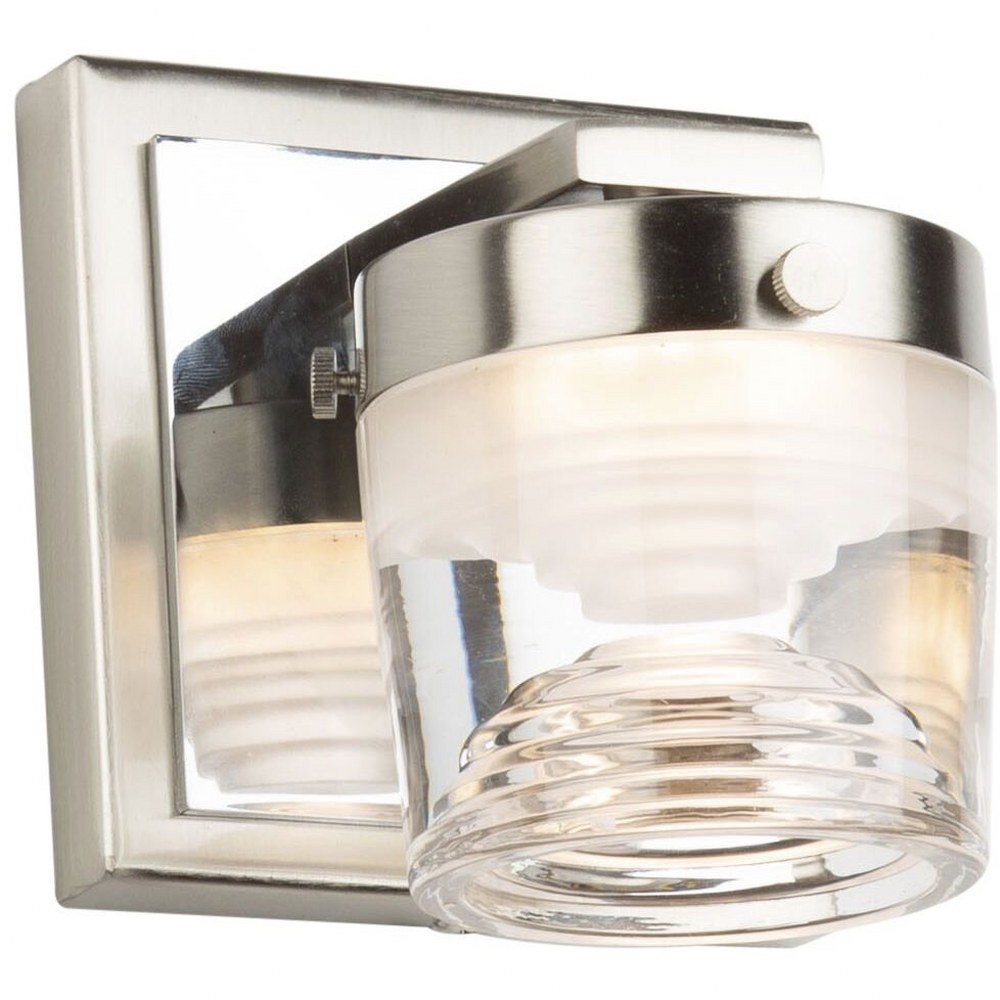 Artcraft Lighting-AC7661CB-Newbury-6W 1 LED Wall Mount-4.5 Inches Wide by 5 Inches High   Brushed/Polished Nickel Finish with Clear Glass