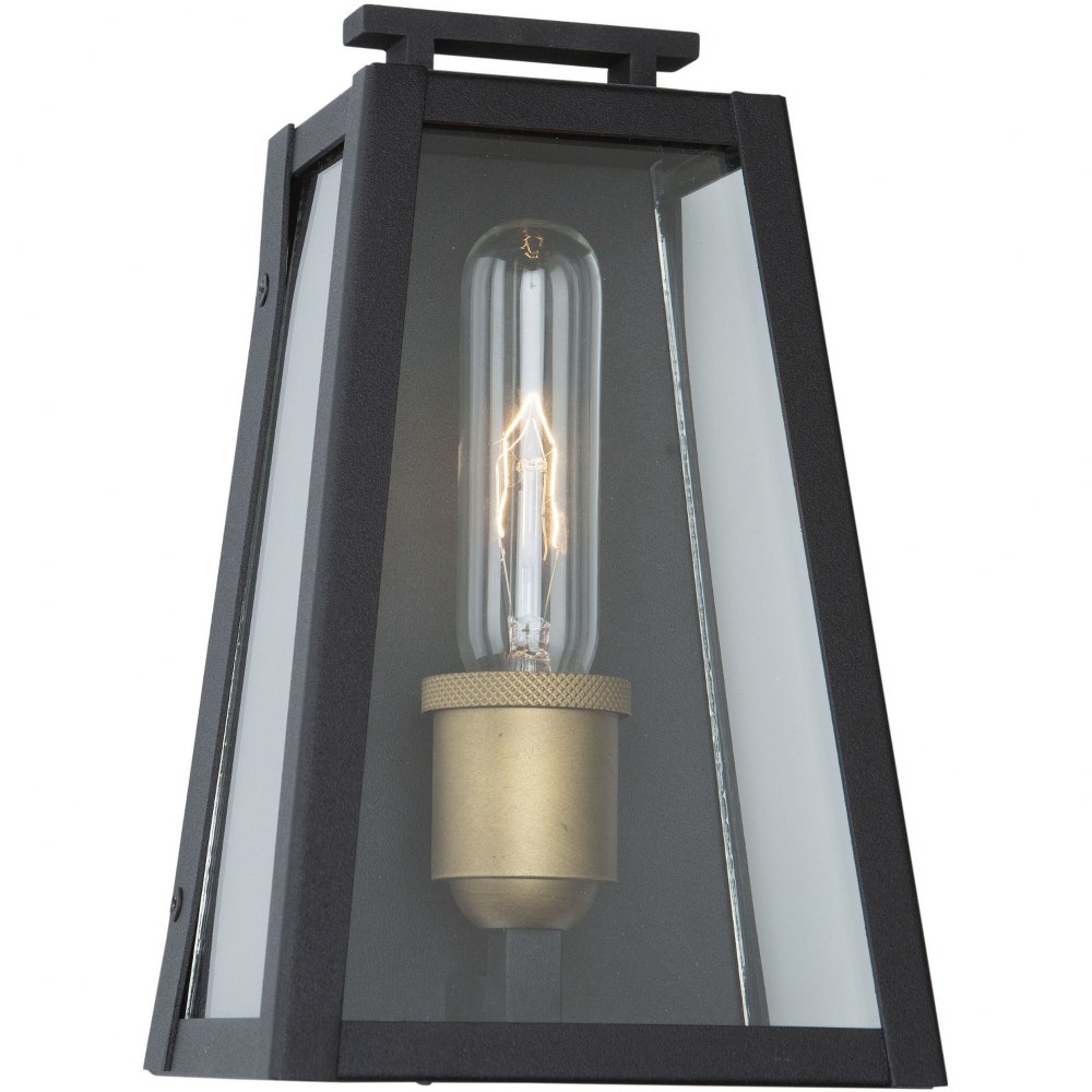 Artcraft Lighting-AC8106BK-Charlestown-100W 1 LED Outdoor Wall Mount-5.75 Inches Wide by 9.25 Inches High   Black/Vintage Gold Finish