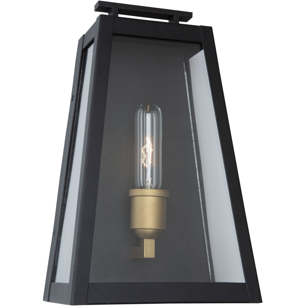 Artcraft Lighting-AC8108BK-Charlestown-100W 1 LED Outdoor Wall Mount-8.25 Inches Wide by 13.5 Inches High   Black/Vintage Gold Finish